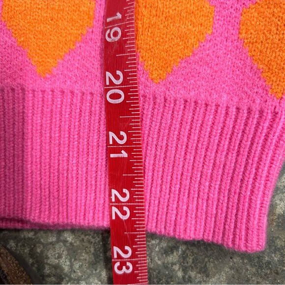 NWT THML Short Sleeve Heart Sweater Top Womens Small Pink Orange Valentines - Picture 7 of 7